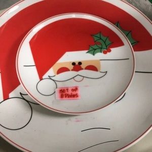 Santa Claus Serving Plate W/8 Small Plates